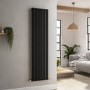 Riace Midnight Black Vertical Flat Designer Radiator 1600x408mm Single Panel 2442 BTU