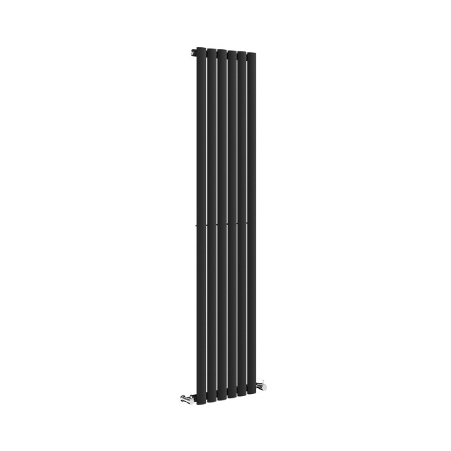 Sorrento Midnight Black Vertical Oval Designer Radiator 1600x354mm Single Panel 2282 BTU