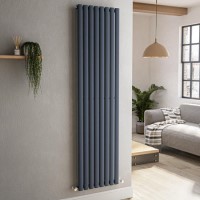 Sorrento Anthracite Vertical Oval Designer Radiator 1800x472mm Single Panel 3373 BTU