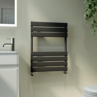 Riace Midnight Black Vertical Flat Towel Rail  650x500mm Single Panel 1018 BTU