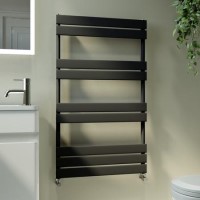 Riace Midnight Black Vertical Flat Towel Rail  1000x600mm Single Panel 1712 BTU