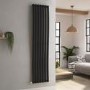 Onda Midnight Black Vertical Oval Waved  Designer Radiator 1800x413mm Single Panel 2926 BTU