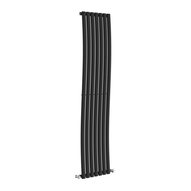 Onda Midnight Black Vertical Oval Waved  Designer Radiator 1800x413mm Single Panel 2926 BTU