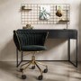 Black Velvet Knotted Swivel Office Chair - Verity