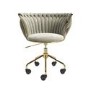 Cream Velvet Knotted Swivel Office Chair - Verity