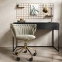 Cream Velvet Knotted Swivel Office Chair - Verity