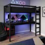 High Sleeper Loft Bed with Desk in Black - Wyatt