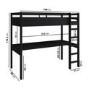 High Sleeper Loft Bed with Desk in Black - Wyatt