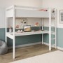 High Sleeper Loft Bed with Desk in White - Wyatt