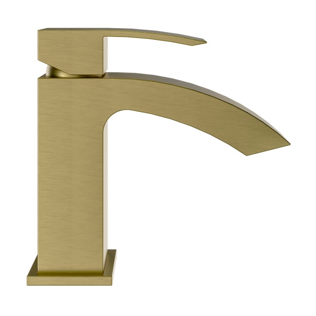 Brushed Brass Cloakroom Mono Basin Mixer Tap - Wave