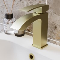 Brushed Brass Mono Basin Mixer Tap - Wave