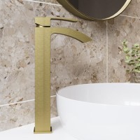 Brushed Brass Tall Mono Basin Mixer Tap - Wave