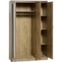 Oak Finish 3 Door Triple Mirrored Wardrobe - Charles - Seconique