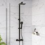 Black Thermostatic Bar Mixer Shower Set with Slide Rail Kit &  Hand Shower - Zana