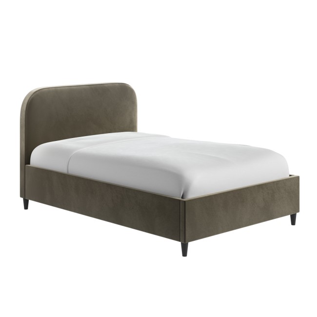 Khaki Green Velvet Small Double Bed Frame - Zara