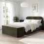 Khaki Green Velvet King Size Ottoman Bed Frame - Zara