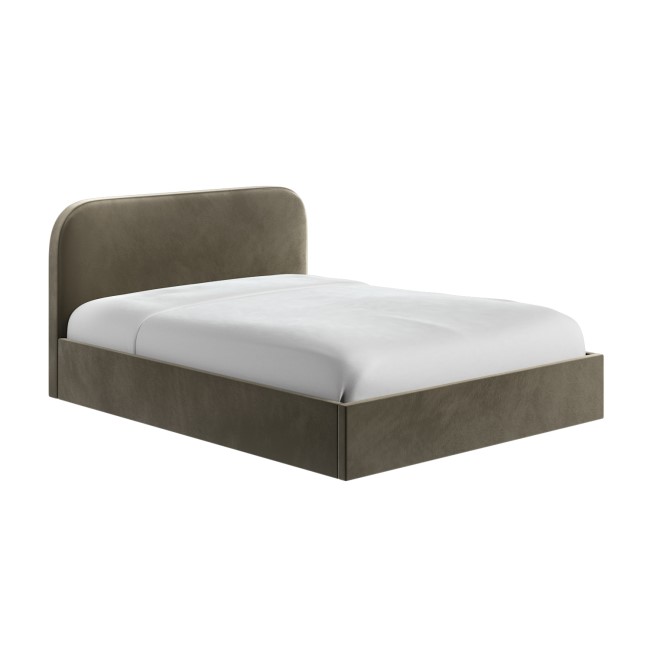 Khaki Green Velvet King Size Ottoman Bed Frame - Zara