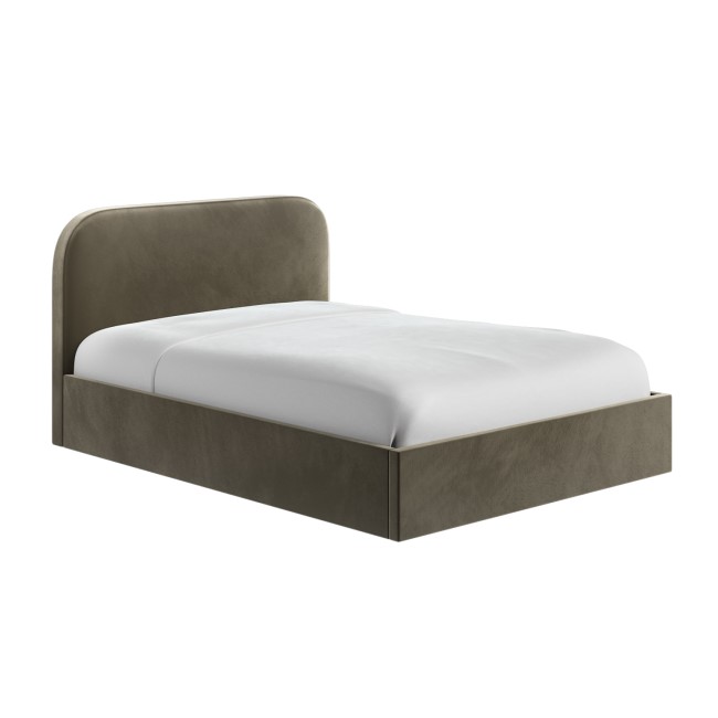 Khaki Green Velvet Small Double Ottoman Bed Frame - Zara