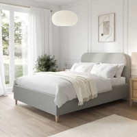 Grey Fabric Double Bed Frame - Zara