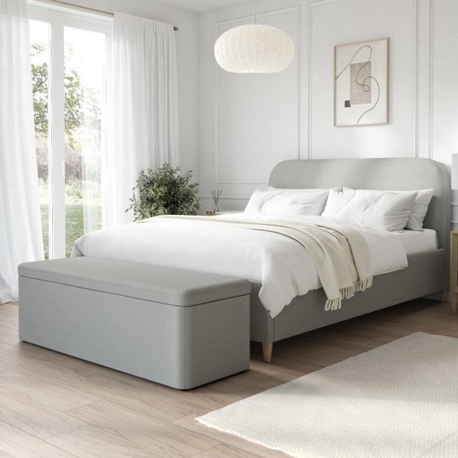 Grey Upholstered King Size Bed Frame - Zara