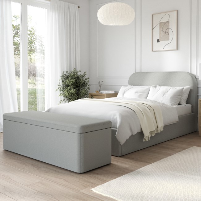 Grey Upholstered Small Double Ottoman Bed Frame - Zara