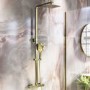 Brushed Brass Thermostatic Mixer Shower with Square Overhead & Hand Shower - Zana