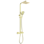 Brushed Brass Thermostatic Mixer Shower with Square Overhead & Hand Shower - Zana