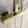 Brushed Brass Thermostatic Mixer Shower with Square Overhead & Hand Shower - Zana