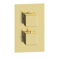 Brushed Brass 1 Concealed Thermostatic Shower Valve with Dual Control - Zana