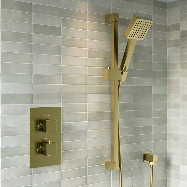 Brushed Brass 1 Concealed Thermostatic Shower Valve with Dual Control - Zana