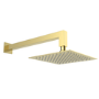 Brushed Brass 200mm Rainfall Square Shower Head & Arm - Zana