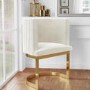 Off White Velvet Cantilever Dressing Table Chair with Gold Legs - Zelena