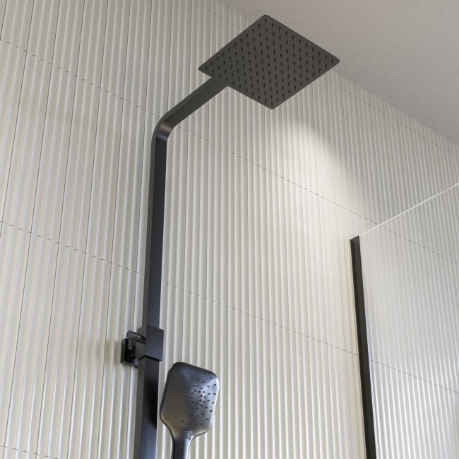 Gunmetal Grey Thermostatic Mixer Shower Set with Square Overhead & Hand Shower - Zana