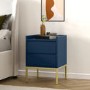 Navy Blue Modern 2 Drawer Bedside Table with Legs - Zion