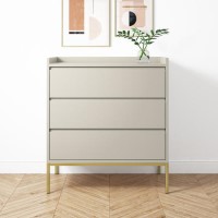 Beige Modern Chest of 3 Drawers with Legs - Zion