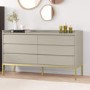 Wide Beige Modern Six Chest of Drawers - Zion