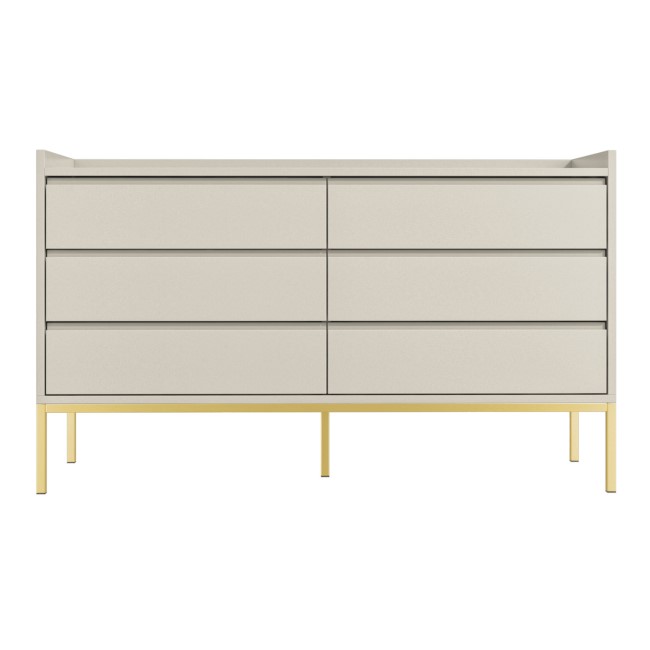 Wide Taupe Modern Six Chest of Drawers - Zion