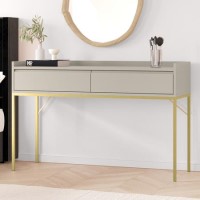 Beige Modern Dressing Table with 2 Drawers - Zion