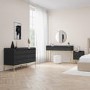 Black Modern 2 Drawer Bedside Table with Legs - Zion