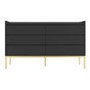 Wide Black Modern Chest of 6 Drawers with Legs - Zion