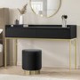 Black Dressing Table with 2 Drawers and Gold Legs - Zion