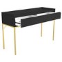 Black Dressing Table with 2 Drawers and Gold Legs - Zion