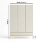 Modern Taupe 3 Door Triple Wardrobe with Drawers and Shelves - Zion