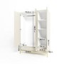 Modern Taupe 3 Door Triple Wardrobe with Drawers and Shelves - Zion