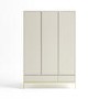 Modern Taupe 3 Door Triple Wardrobe with Drawers and Shelves - Zion