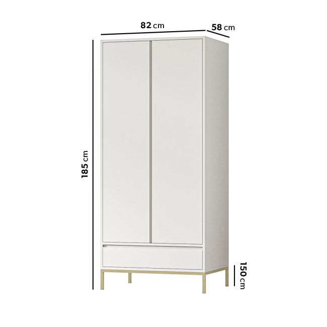 Modern Taupe 2 Door Double Wardrobe with Drawer - Zion