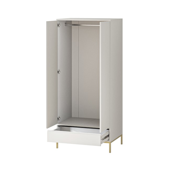 Modern Taupe 2 Door Double Wardrobe with Drawer - Zion