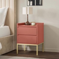 Red Modern 2 Drawer Bedside Table with Legs - Zion