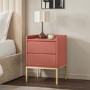 Red Modern 2 Drawer Bedside Table with Legs - Zion