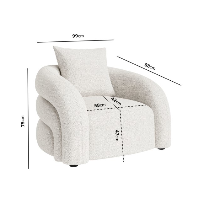 Cream Boucle Armchair with Cushion - Zuri